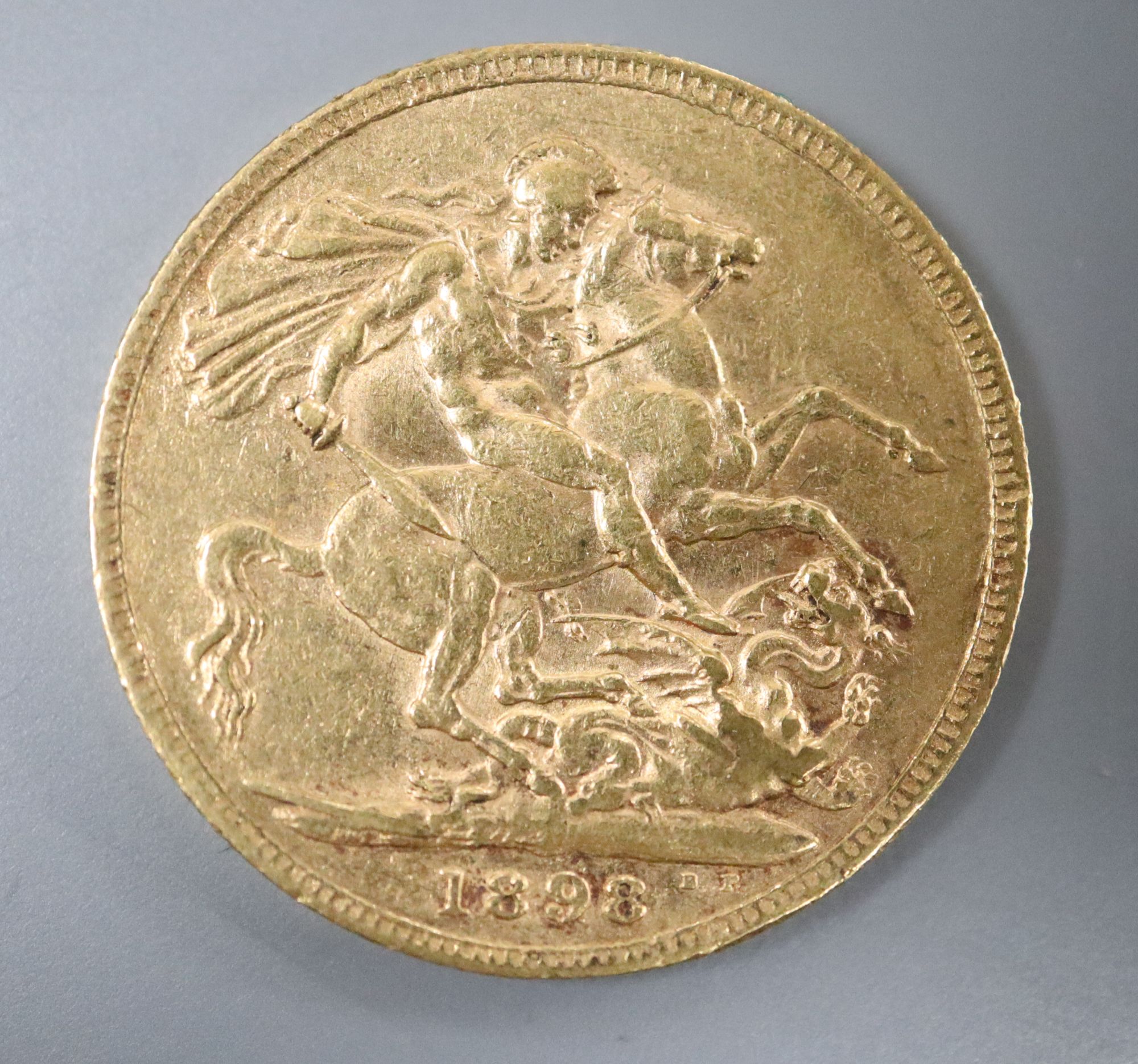 A Victorian 1898 gold sovereign, F/VF